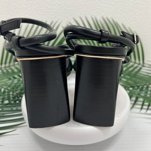 Nine West Black Yeap3 Strappy Ankle Sandals Size 5.5M Open Toe 3.25" Block Heel - Picture 6 of 10